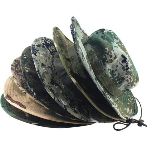 Fashion Military Camouflage Bucket Hats Jungle Camo Fisherman Hat with Wide Brim Sun Fishing Bucket Hat Camping Caps cotton caps