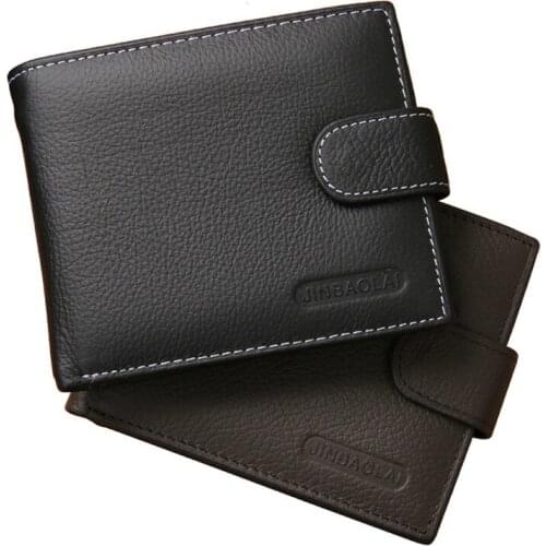Fashion Men Short Wallet Genuine Leather Small Retro Zipper Buckle Coin Purse New Large Capacity Multi Card Position Coin Purse