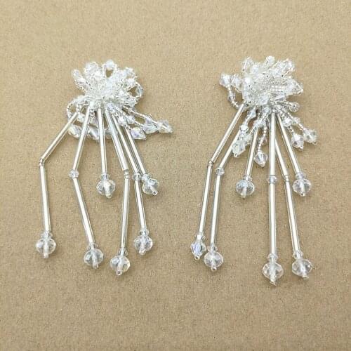 New arrival! 96x19mm 20pcs Crystal weaving Flat back Flower for Handmade Earring DIY Parts,Jewelry Findings & Components