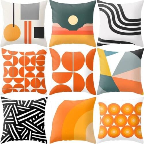 Geometric Shape Orange Pillow Case 45*45 Throw Pillow Cases Pillowcases Decorative Pillows Sofa Chair Cushion Pillow Cover Case