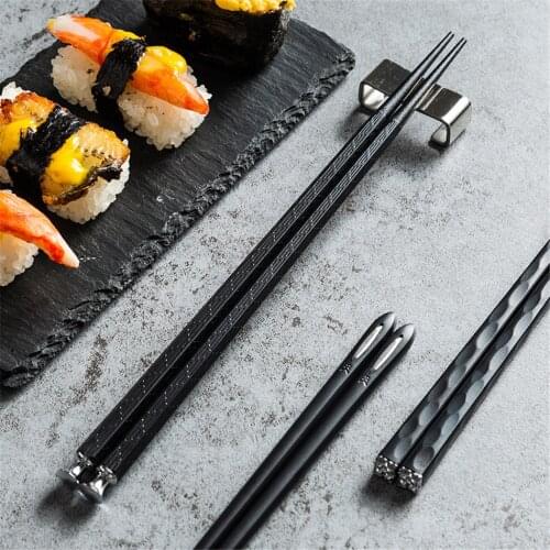 5 Pairs Household Japanese-Style Chopsticks Non-Slip High Temperature Alloy Chopsticks Reusable Sushi Sticks Handmade Gift Pack