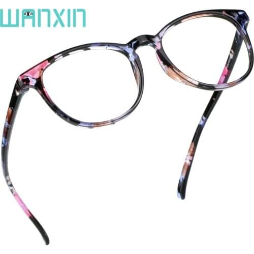 WANXIN Plastic Blue Light Blocking Glasses,Oval Computer Reading Glasses,Transparent Lens,Reduce Headaches&Eyestrain