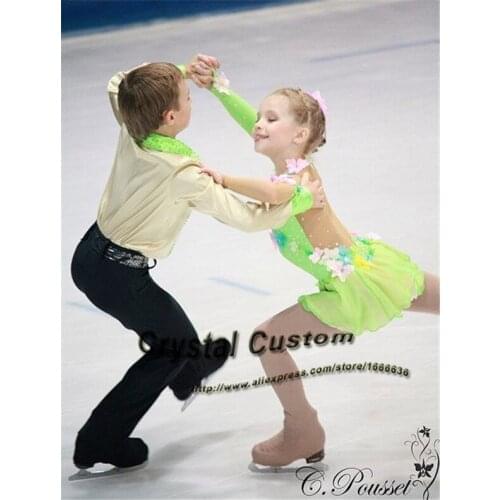 2016 Child Figure Skating Dresses With Spandex New Brand Vogue Figure Skating Competition Dress For Girls DR3009