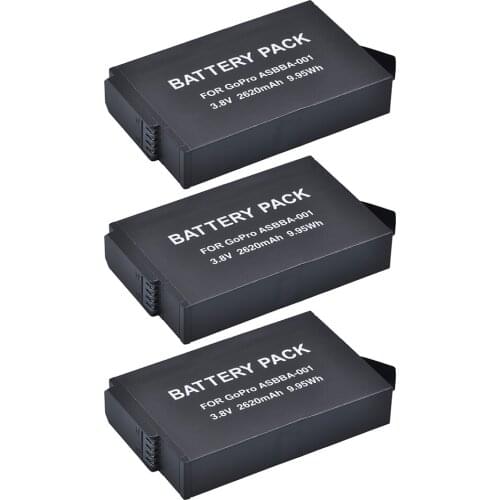 Powertrust 3pcs 2620mAh for GoPro ASBBA-001 Camera Li-ion Battery for Gopro Fusion 360-degree Camera