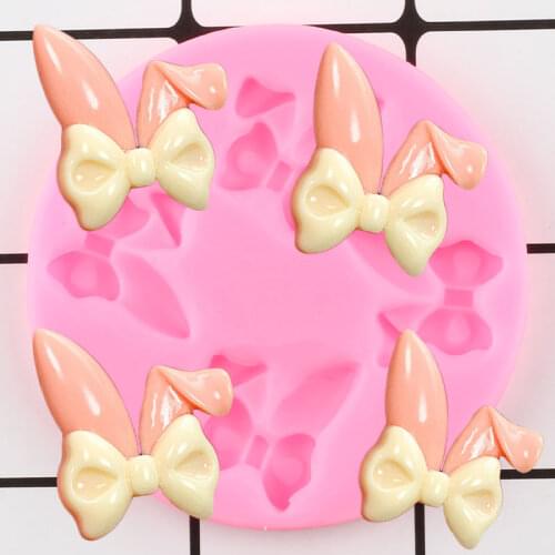 3D Rabbit Ears Silicone Molds Easter Bunny Fondant Cake Decorating Tools DIY Craft Bows Jewelry Resin Candy Clay Chocolate Mould