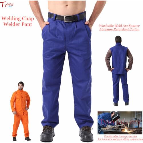 Welding Chap Washable 11oz Frame Retardant Blue Red Welding Working Abrasion Resistant Trousers FR Worker Britches Welding Pant