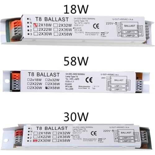T8 220-240V AC 2x58W Wide Voltage Electronic Ballast Fluorescent Lamp Ballasts Dropshipping