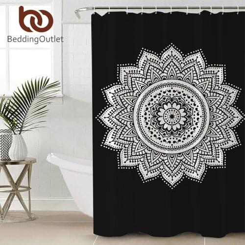 BeddingOutlet Mandala Shower Curtain Flower Polyester Waterproof Bohemian Bath Curtain Classical With Hooks banheiro 180x180cm