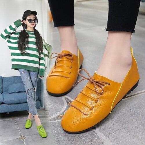 Women sheepskin flat Shoes round toe Lace up Ladies Shoes Flats Woman Moccasins Female Footwear sneakers casual shoes