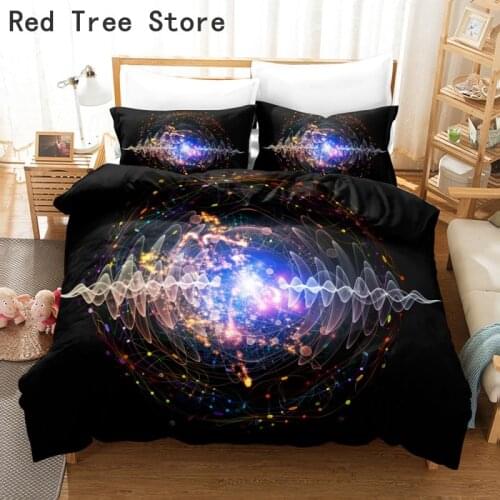 Galaxy Starry Sky Duvet Cover Queen King Size Colorful Bedding Set Outer Space Comforter Quilt Light Printed Bedspread for Kids