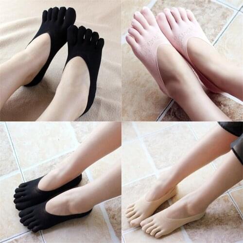 2pcs 1Pair New Soft Women Solid Seamless Low Cut Crew Ankle Five Finger Toe Boat Socks Hosiery womens boat socks ankle low