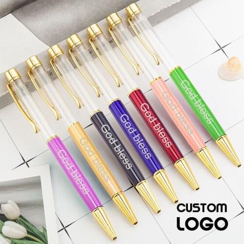 2pcs Customized LOGO Metal Handmade Ballpoint Pens Empty Rod DIY Oil Crystal Diamond Gel Pen Birthday Gifts Pen Engraving Name