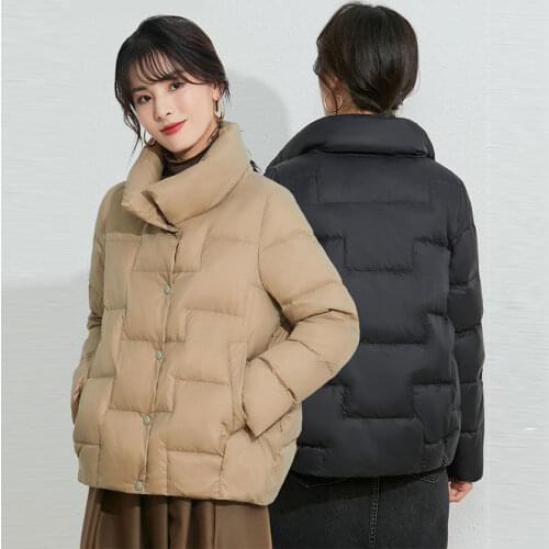 2021 Winter High Quality Stand Collar Women Clothing Jacket Warm Thick Parkas Jacket 90% White Duck Down Coat Outerwear X474