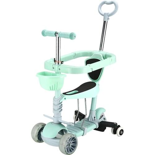 3 In 1 Flash Wheel Baby Scooter Toddler Bicycle Adjustable Push Trolley Baby Balance Car Kids Bike Ride On Toys 2-6years Old