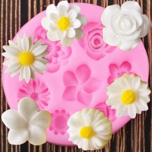 3D Rose Flower Silicone Molds Cake Decorating Tools Plumeria Daisy Fondant Mold Candy Clay Chocolate Gumpaste Moulds