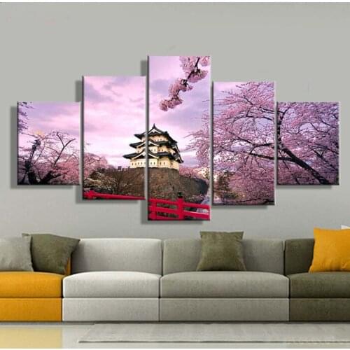 5d Diamond Painting 5 Pieces Plum Blossom Scenery Full Square Round 3d Diamond Embroidery Diamond Mosaic Decoration Crafts