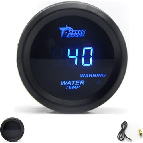 DRAGON GAUGE 52MM Water Temp Gauge Black Color Digital Blue Led 40-150 C