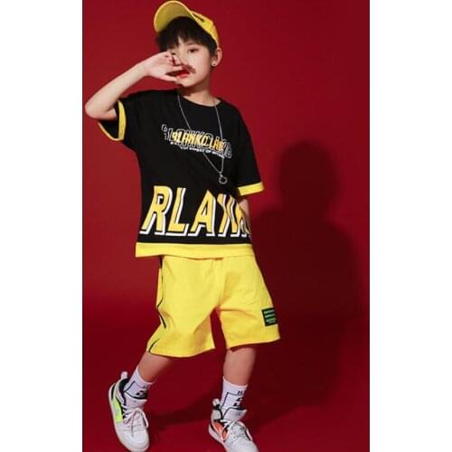 Kids Concert Hip Hop Costumes Graffiti Tee Tshirt Tops Shorts Girl Boys Rave Stage Performance Street Wear Jazz Dance Clothing
