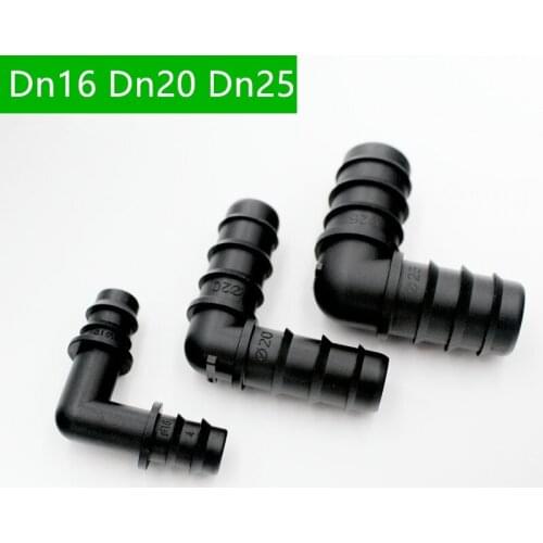 Dn16 Dn20 Dn25 Barbed Elbow Connector Creates a 90 Layout Of PolyTubing Dripline Barbed Drip Line Fittings Micro Irrigation Z109