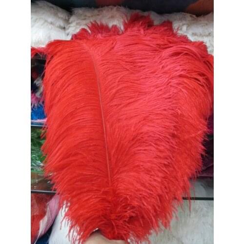 Wholesale perfect 50pcs high quality natural ostrich feathers 12-14inch/30-35cm Decorative diy red wedding