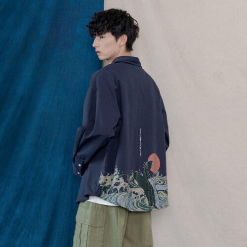 Cool Japanese Shirt Spring Casual Long Sleeve Loose Harajuku Vintage Autumn Shirts Streetwear Men High Street Spring Shirts