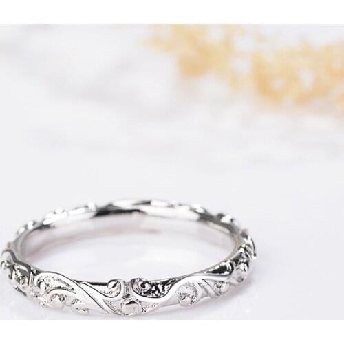 Womens Antique Carved Silver Plated Ring Elegant Womens Wedding Ring Anniversary Gift Bride Wedding Jewelry Size Us6-9