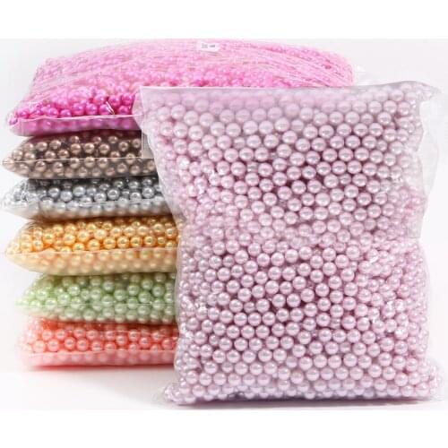 3/4/6/8mm Round color No Hole Acrylic Imitation pearl bead loose beads Decoration Diy Jewelry headwear Necklace Making for women