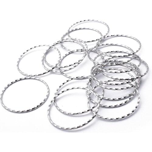 10pcs Stainless Steel 30mm 50mm Round Circle Charms Wire Hoops Pendant Connectors For Diy Jewelry Finding Making Accessories