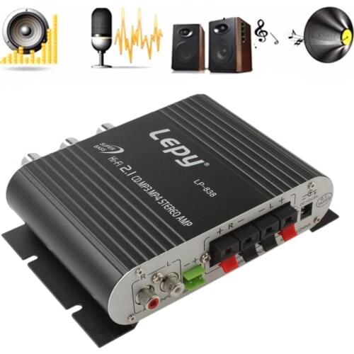 Lepy LP-838 Power Car Amplifier Hi-Fi 2.1 MP3 Radio Audio Stereo Bass Speaker Booster Player for Motorbike Home No Power Plug