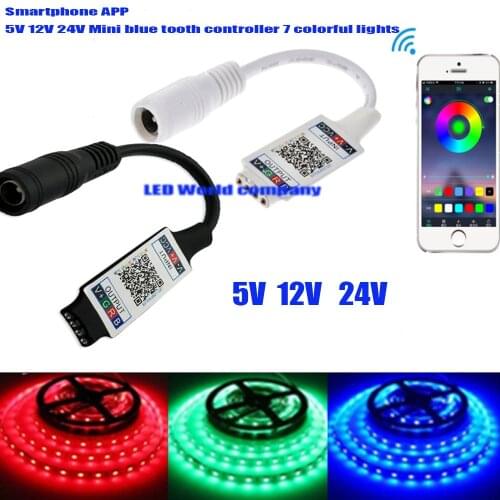 Mini RGB Bluetooth-compatible Controller DC 5V 12V 24V Music Bluetooth LED Controller Light Strip Controller For RGB LED Strip