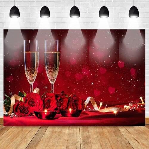 MOCSICKA Red Flower Backdrop Valentines Day Theme Photo Background Party Banner Decoration for Couple Romantic Rose Vine