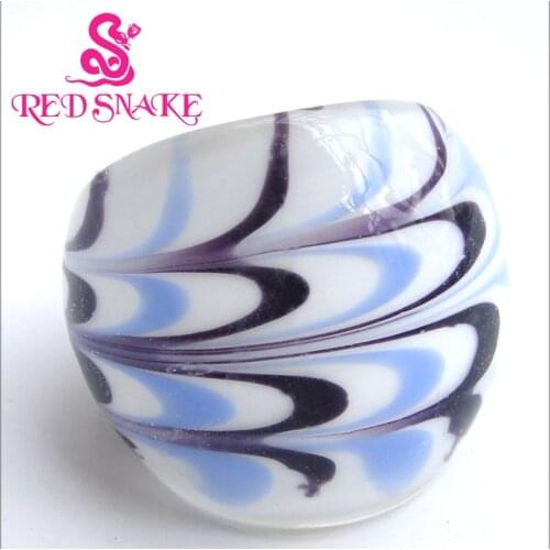 RED SNAKE Fashion Handmade Ring with Purple / bule / white Ripples Murano Glass Rings