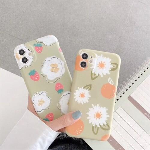 Fashion Flower fruit Phone Case For iPhone 11 Pro XR XS Max Cute cases fundas For iPhone 7 8 Plus SE Silicone Back Cover coque