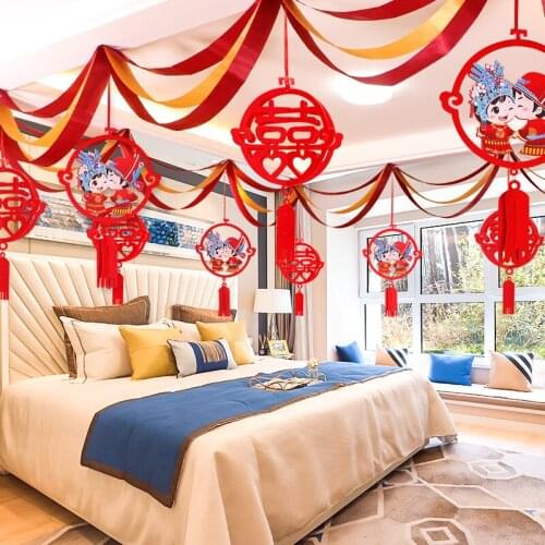 Set up a set of wedding pull flag creative living room dress up