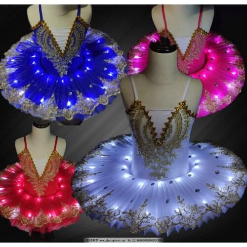 New Professional Led Light Swan Lake Ballet Tutu Costume Girls Ballerina Dress Kids Ballet Dress Dancewear Stage Party Costumes