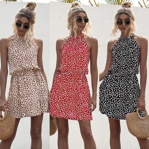 Fashion Sexy Sleeveless Womens Dress Summer Casual O Neck Tunic Mini Dress Bohemia Print Beach Ladies Dresses Vestidos