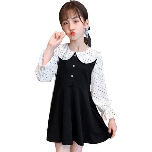Teenage Girl Dresses Patchwork Girl Child Dress Casual Style Kids Dresses Spring Autumn Childrens Clothing