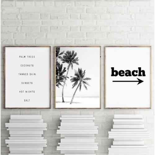 Nordic Poster Black And White Palm Trees Beach Wall Pop Art Modular Canvas Pictures House Painting Prints Home Decor Restaurant