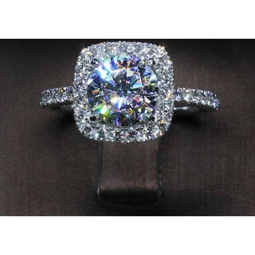 Stunning Female ring 925 Sterling silver 2ct AAAAA Cubic Zirconia Engagement Wedding Band Rings for women Bridal Jewelry Gift