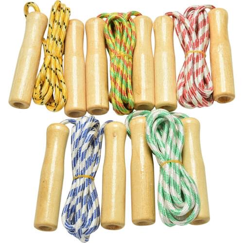Sale Random Color Kids Child Skipping Rope Wooden Handle Jump Play Sport Exercise Workout Toy 2.4 m