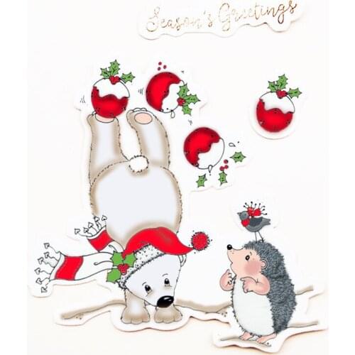 Christmas Room Metal Polar Bear Cutting Dies Cards Clear Stamp Transparent For Scrapbooking DIY Cards Handcrafts Stencil Mold