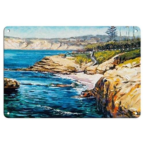 Shell Beach - La Jolla, California - Coastal Landscape - by Wade Koniakowsky Metal Tin Sign