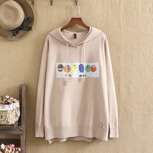 Plus Size Sweater For Women Hooded Cartoon Printing And Dyeing Long Sleeve High Quality Large Size Sweater Fat Ladys In Winter