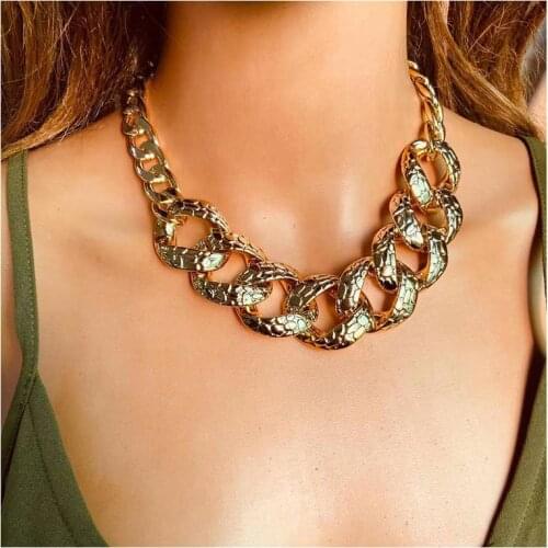 Modern Jewelry Big Chunk Chain Necklace Popular Design Hot Selling Golden Plating Women Necklace For Girl Lady Gifts