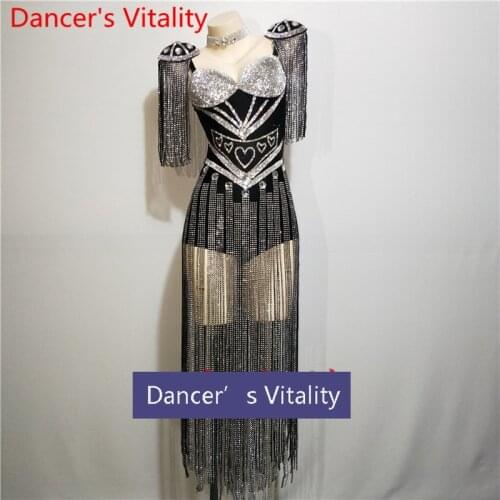 Modern DJ Women Singer Host Tassel Slim Fit Pole Jazz Dance Body Suit Stage Wear Adult Women Performance Costume Outfits Clothes