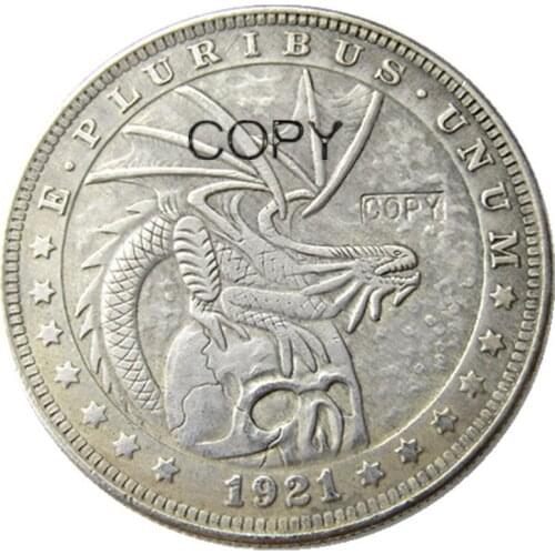 US Hobo 1921 Morgan Dollar Skull Zombie Skeleton Silver Plated Copy Coins