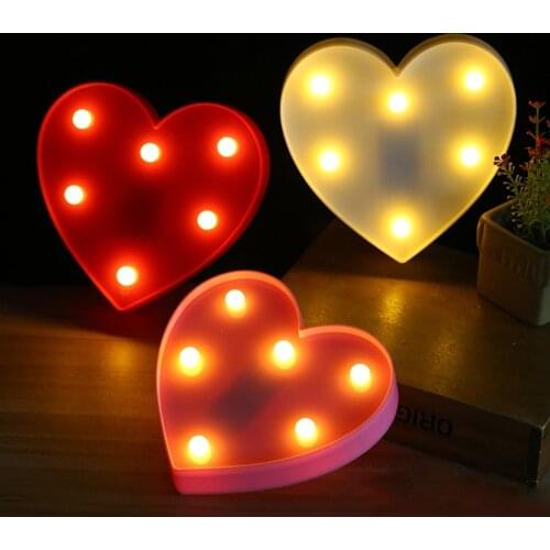 LED 3D Love Heart Marquee Letter Lamps Romantic Indoor Home Culb Wall Decoration Party Wedding Home Decor Valentines Day Gifts
