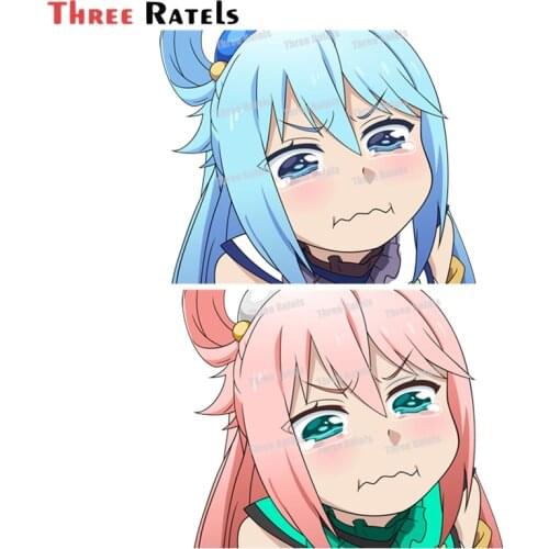 Three Ratels A190 Aqua Konosuba Blue Maiden Motorcycle Car Sticker Vinyl Car Wrap Cartoon Decal For Air Conditioner