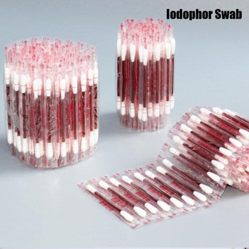 10pcs/20pcs/30pcs/40pcs/50pcs/set Cotton Bud Two Sides Iodophor Sterile Povidone Lodine Liquid Filled Cotton Swab