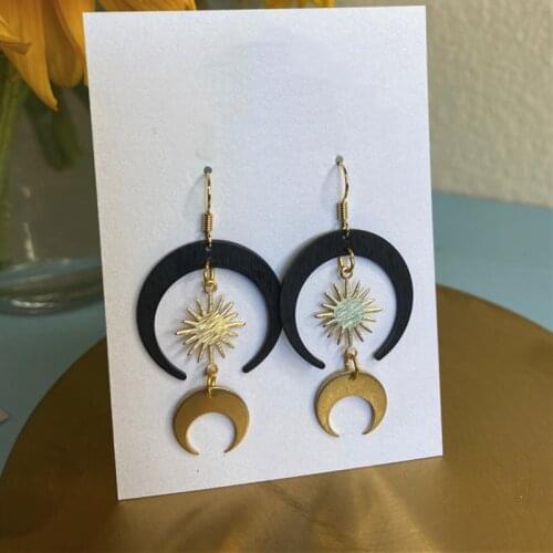 Witch Solar Eclipse Celestial Bodies Dangle Earrings Gold Crescent Moon Drop Fashion Creativity Punk Jewellery Women Gift 2021